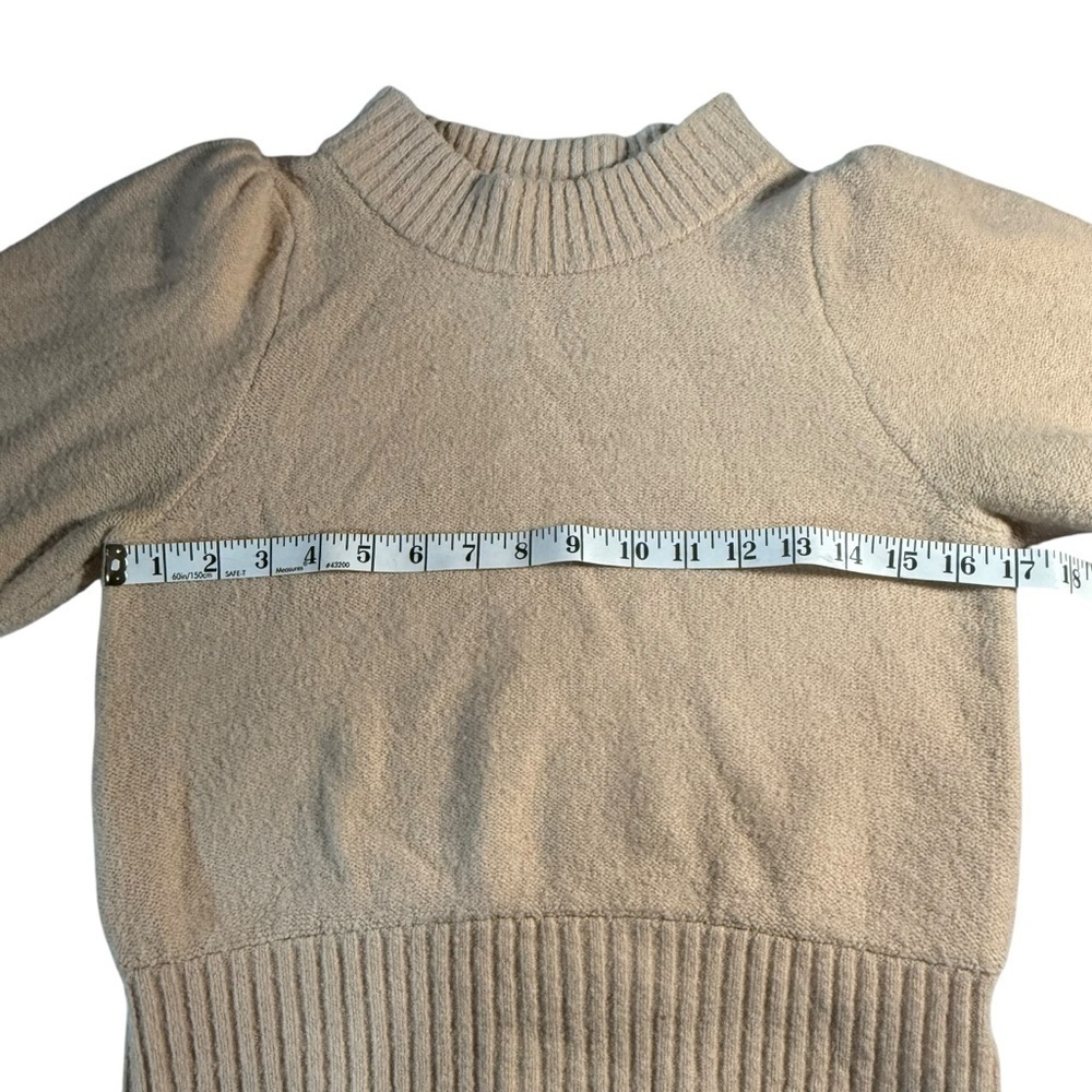 Free People Puff Half Sleeve Mock Neck Sweater Size Small Peach Coquette Wool - Picture 4 of 10